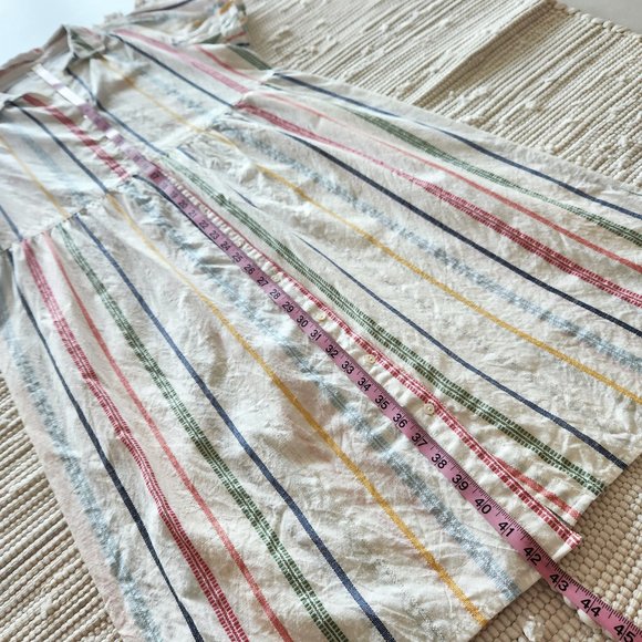 dRA Los Angeles Rainbow Striped Button Down Midi Dress 100% Cotton Size L - Picture 17 of 17
